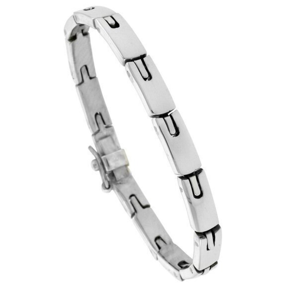Sterling Silver Gents Horseshoe Link Bracelet Handmade 1/4 inch wide 8 inches - Picture 1 of 2